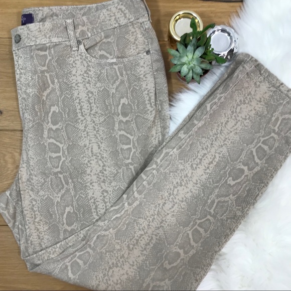 cream snake print jeans
